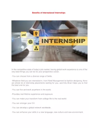 Benefits of International Internships