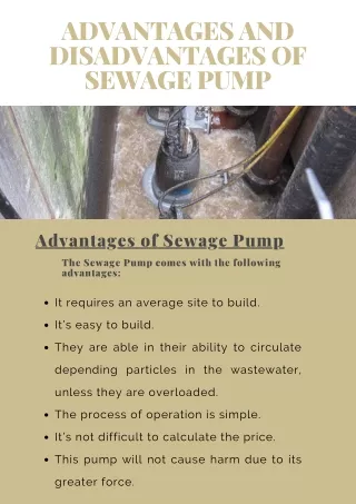 advantages and disadvantages of sewage pump