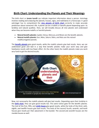 birth chart understanding the planets and their