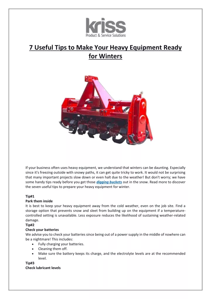 7 useful tips to make your heavy equipment ready