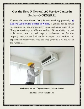 get the best o general ac service center in noida
