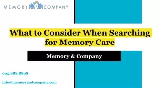 What to Consider When Searching for Memory Care