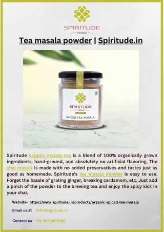 Tea masala powder | Spiritude.in