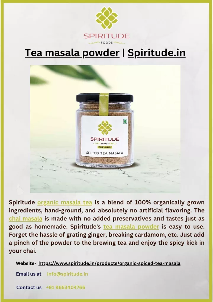 tea masala powder spiritude in