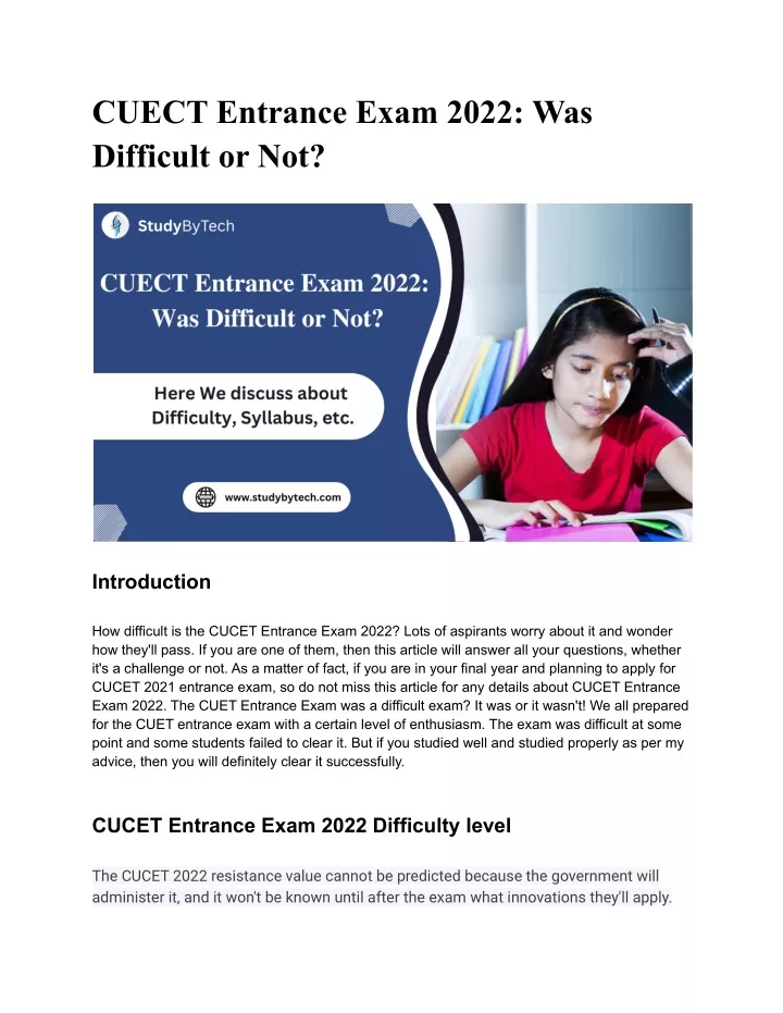 cuect entrance exam 2022 was difficult or not