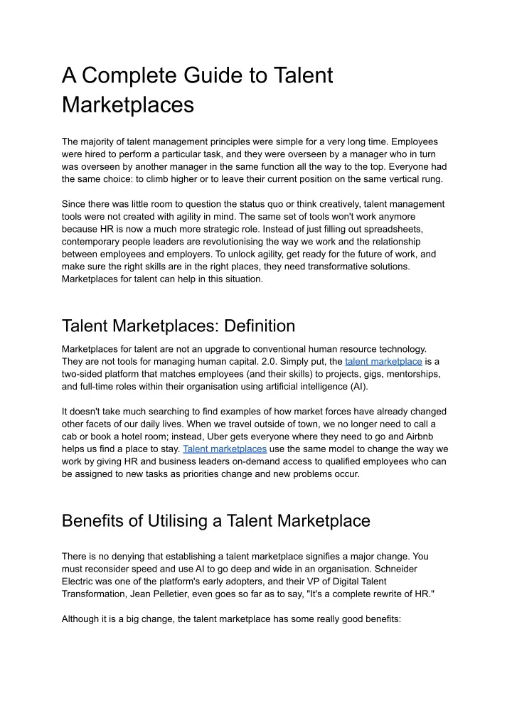 a complete guide to talent marketplaces