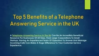 Telephone Answering Service in UK