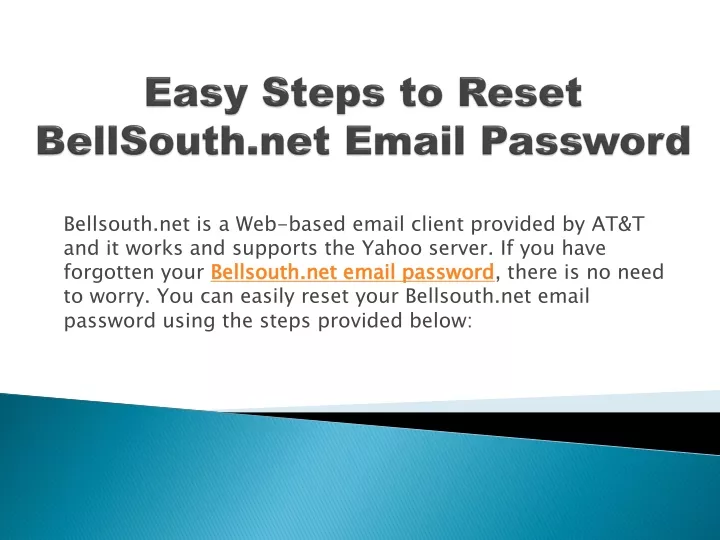 easy steps to reset bellsouth net email password