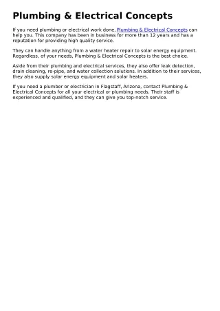 Plumbing & Electrical Concepts