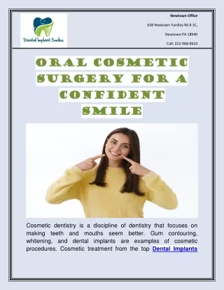 Oral Cosmetic Surgery For A Confident Smile