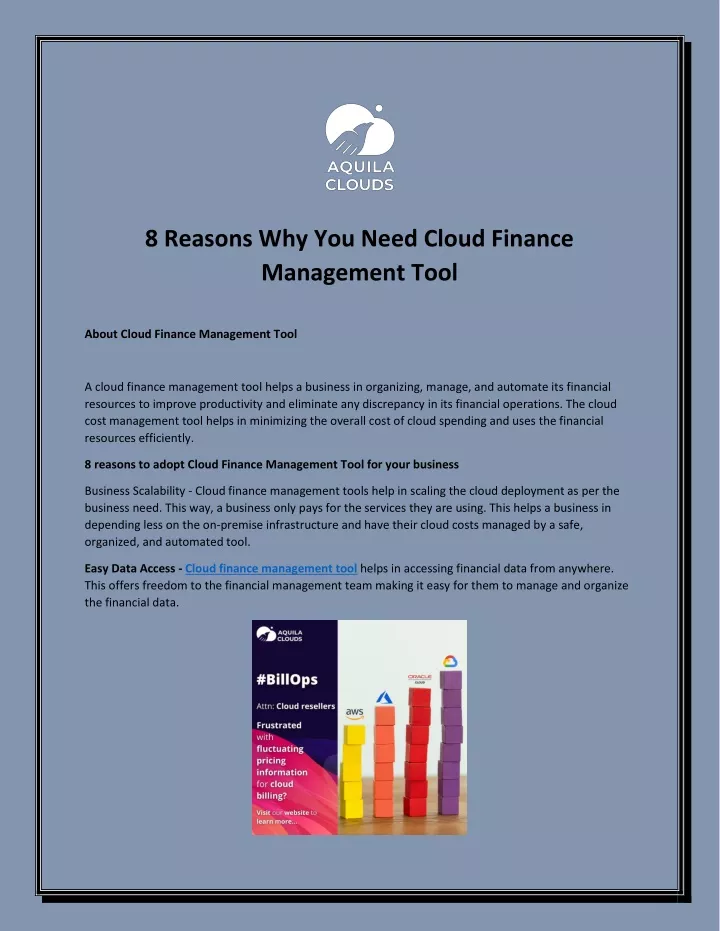 8 reasons why you need cloud finance management