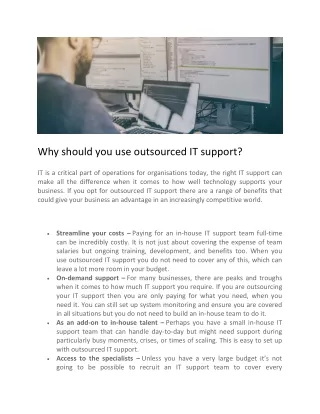 why should you use outsourced it support