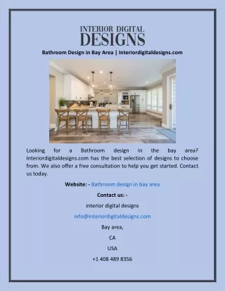 Bathroom Design in Bay Area  Interiordigitaldesigns.com