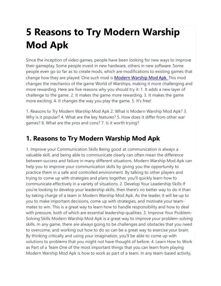 5 reasons to try modern warship mod apk