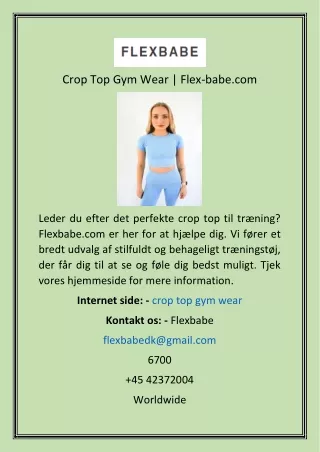 Crop Top Gym Wear  Flex-babe