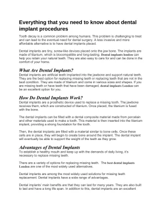 Everything that you need to know about dental implant procedures