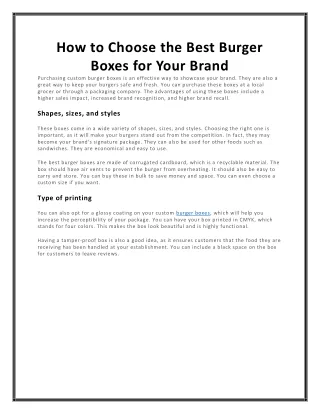 how to choose the best burger boxes for your