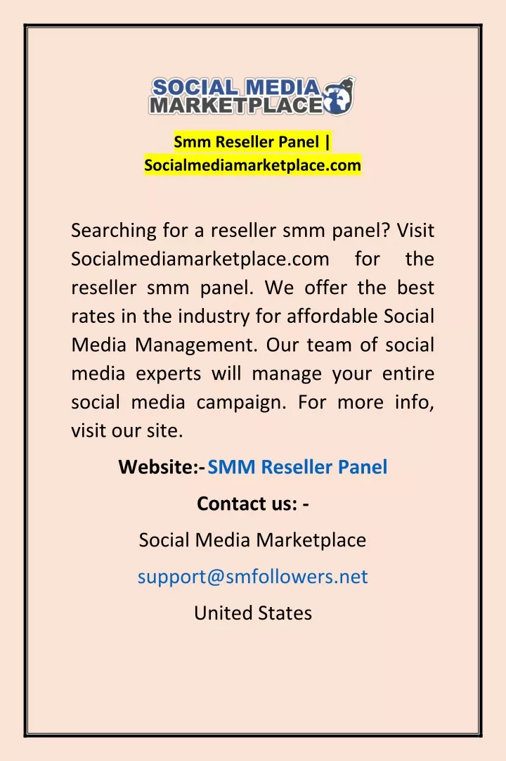 smm reseller panel socialmediamarketplace com