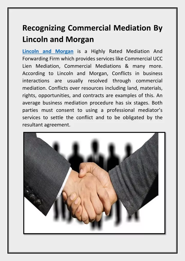 recognizing commercial mediation by lincoln