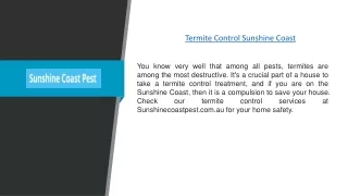 Termite Control Sunshine Coast | Sunshinecoastpest.com.au