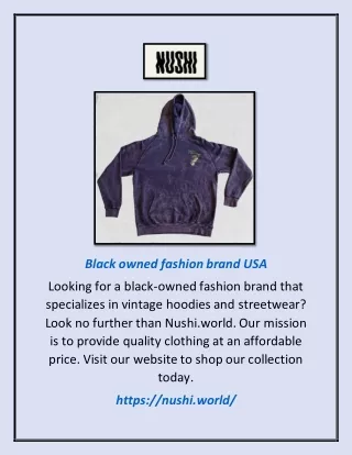 Black Owned Fashion Brand Usa | Nushi.world