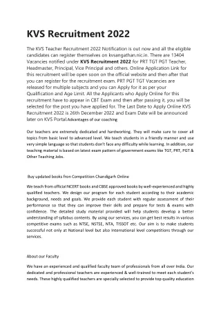 kvs recruitment 2022