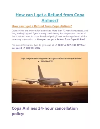 How you can get a Refund from Copa Airlines by Skynair.com