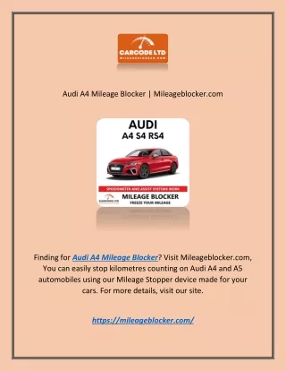 Audi A4 Mileage Blocker | Mileageblocker.com