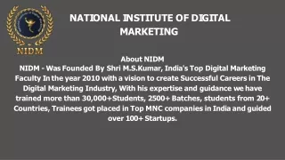 n a t i o n a l i n s t i t u t e o f d i g i t a l marketing