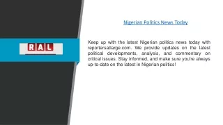 Nigerian Politics News Today | Reportersatlarge.com