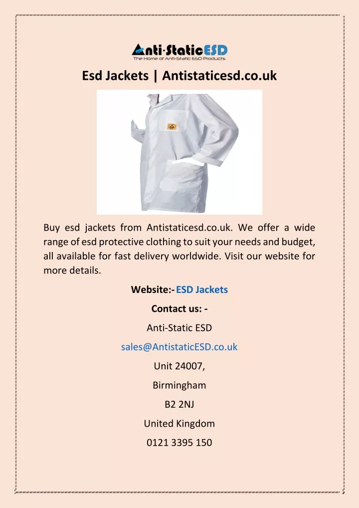 esd jackets antistaticesd co uk