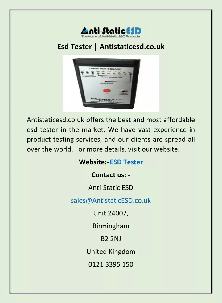 esd tester antistaticesd co uk