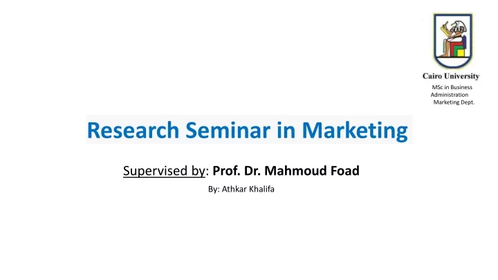 research seminar in marketing