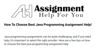how to choose best java programming assignment