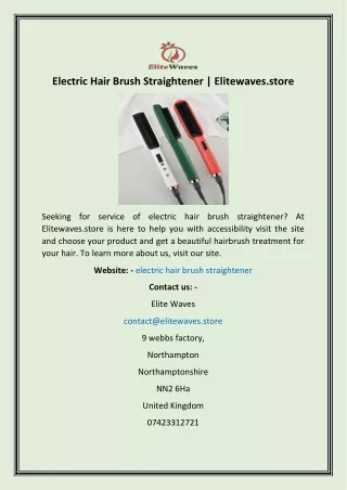 Electric Hair Brush Straightener  Elitewaves.store