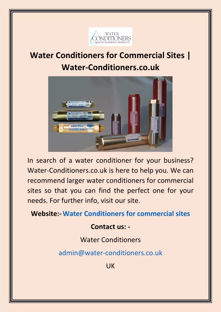 water conditioners for commercial sites water