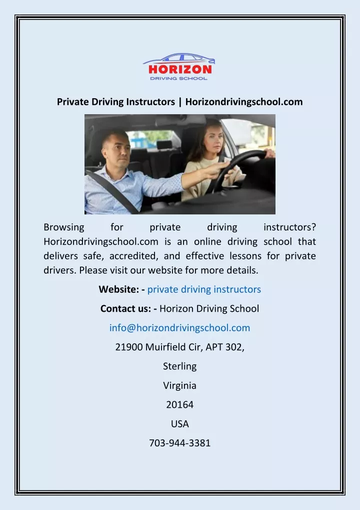 private driving instructors horizondrivingschool