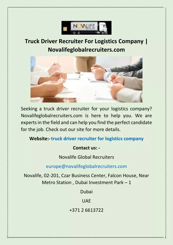 truck driver recruiter for logistics company