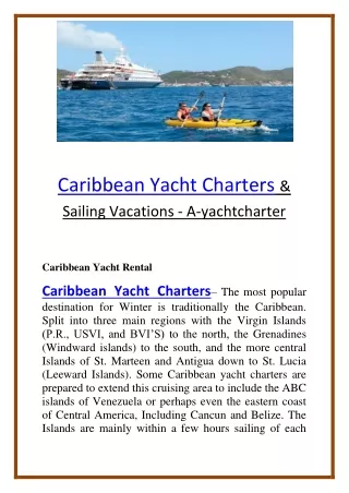 Caribbean Yacht Charters & Sailing Vacations - A-yachtcharter