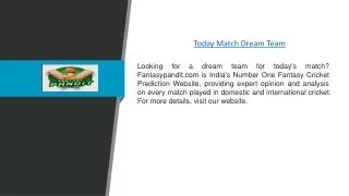 Today Match Dream Team | Fantasypandit.com