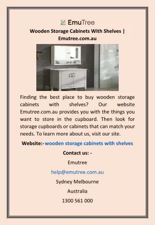 Wooden Storage Cabinets With Shelves | Emutree.com.au