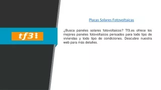Placas Solares Fotovoltaicas | Tf3.es