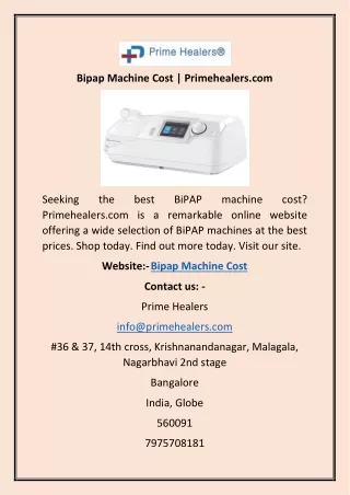 Bipap Machine Cost | Primehealers.com