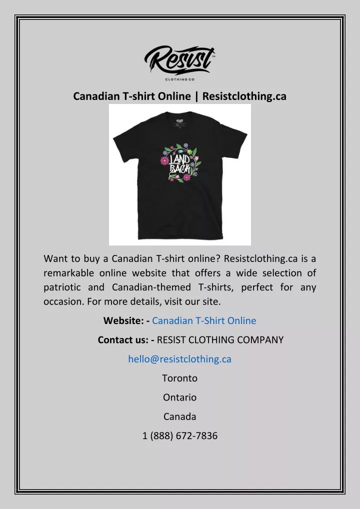 canadian t shirt online resistclothing ca