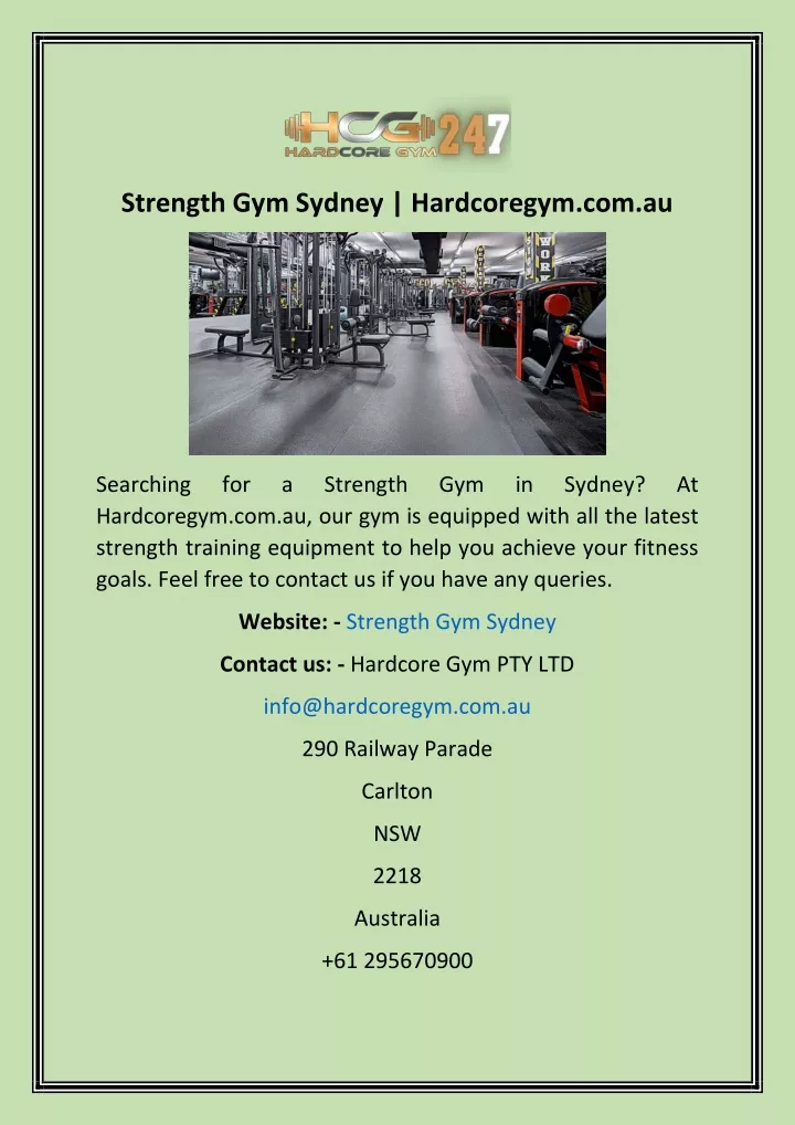 strength gym sydney hardcoregym com au