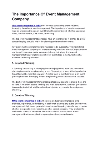 the importance of event management company live