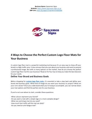 4 Ways to Choose the Perfect Custom Logo Floor Mats for Your Business