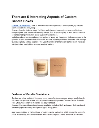 There are 5 Interesting Aspects of Custom Candle Boxes