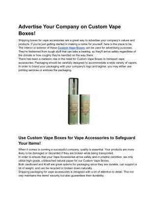 Advertise Your Company on Custom Vape Boxes