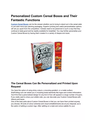 Personalized Custom Cereal Boxes and Their Fantastic Functions